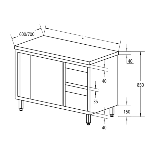 Tavolo armadiato da lavoro in acciaio inox con porte scorrevoli (1) photoroom